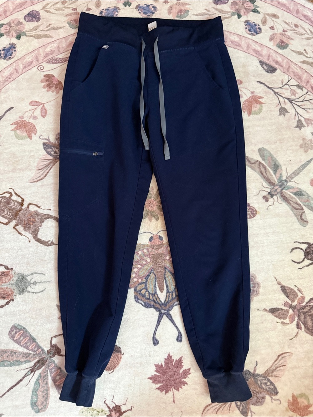 Figs Navy Drawstring Joggers with Zip Pocket